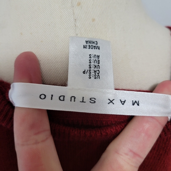 Max studio red wool blend cardigan size small - Picture 7 of 8